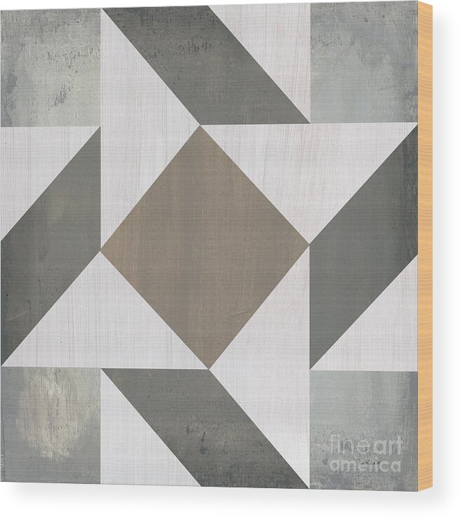 Quilt Wood Print featuring the painting Gray Quilt by Debbie DeWitt