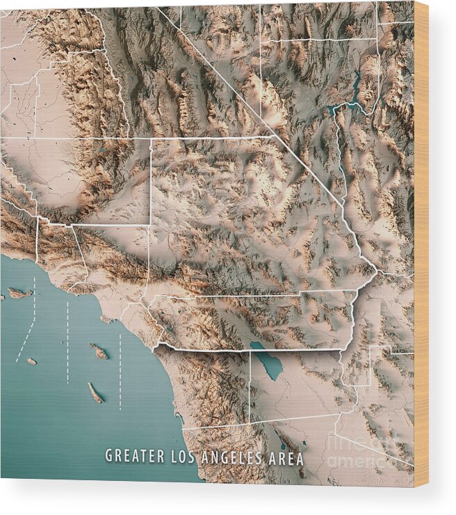 Greater Los Angeles Area Usa 3d Render Topographic Map Neutral B