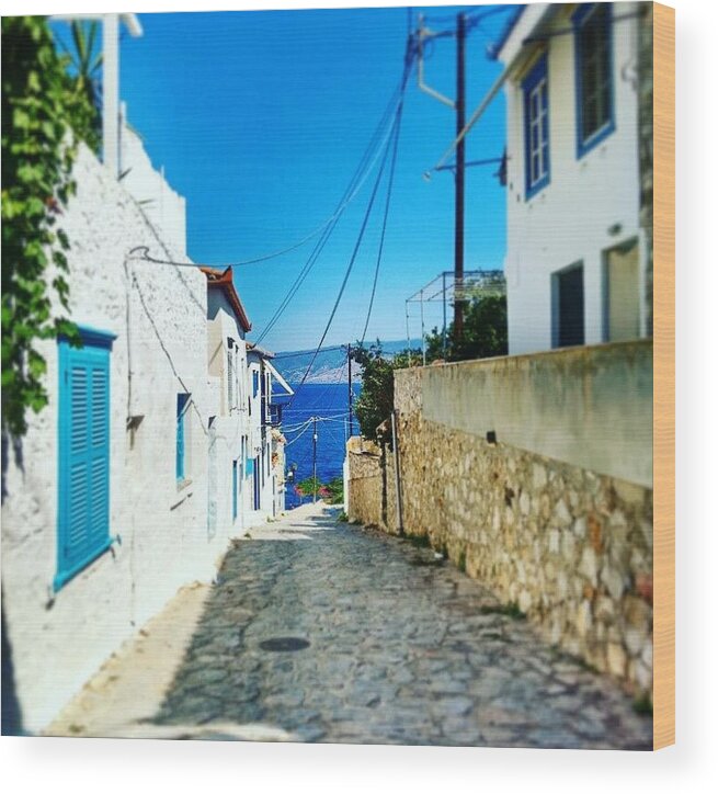  Wood Print featuring the photograph Greek street by Rachel Phillips