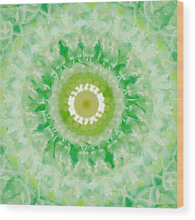 Green Wood Print featuring the painting Green Mandala- Abstract Art by Linda Woods by Linda Woods