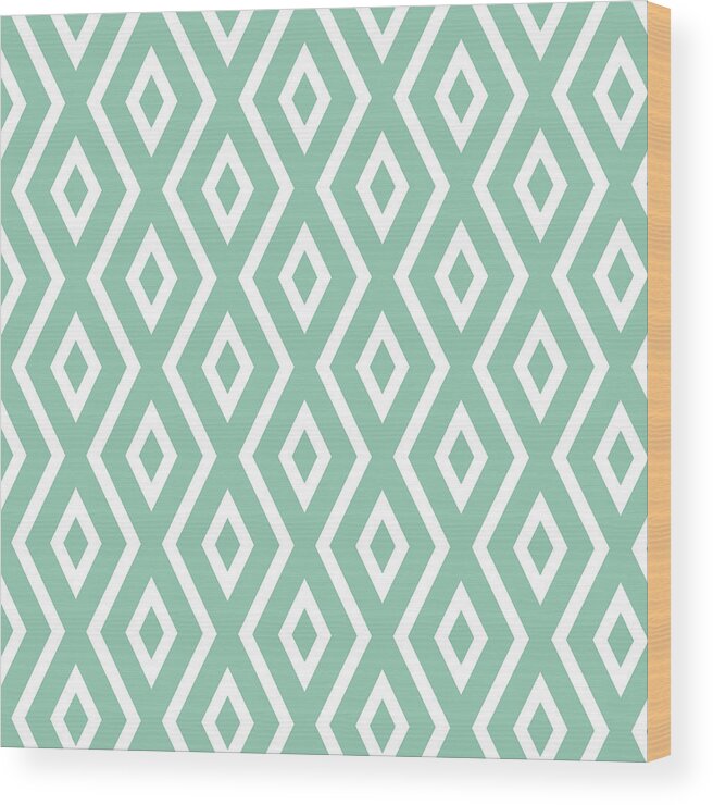 Green Pattern Wood Print featuring the mixed media Green Diamond Pattern by Christina Rollo
