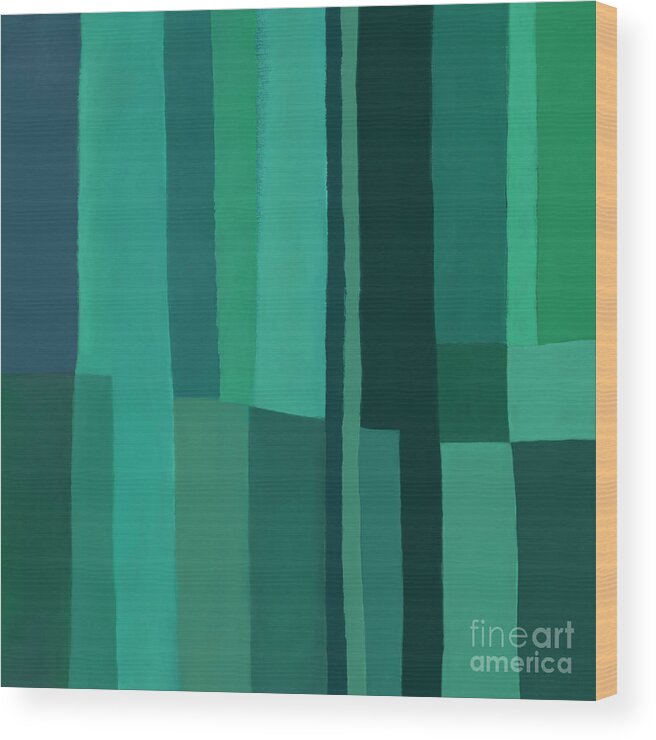 Green Stripes Wood Print featuring the digital art Green stripes 1 by Elena Nosyreva