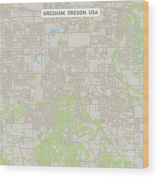Gresham Wood Print featuring the digital art Gresham Oregon US City Street Map by Frank Ramspott
