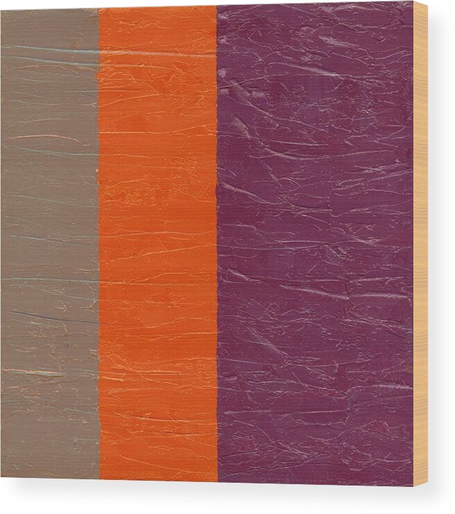 Stripes Wood Print featuring the painting Grey Orange Purple by Michelle Calkins