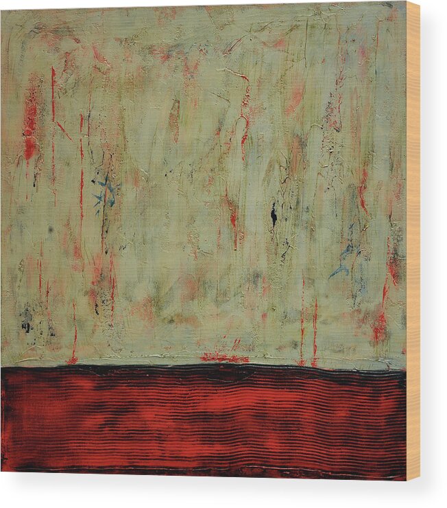Abstract Wood Print featuring the painting Grounded by Jim Benest