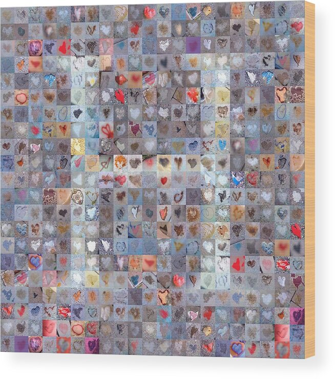 Found Hearts Wood Print featuring the digital art H in Confetti by Boy Sees Hearts