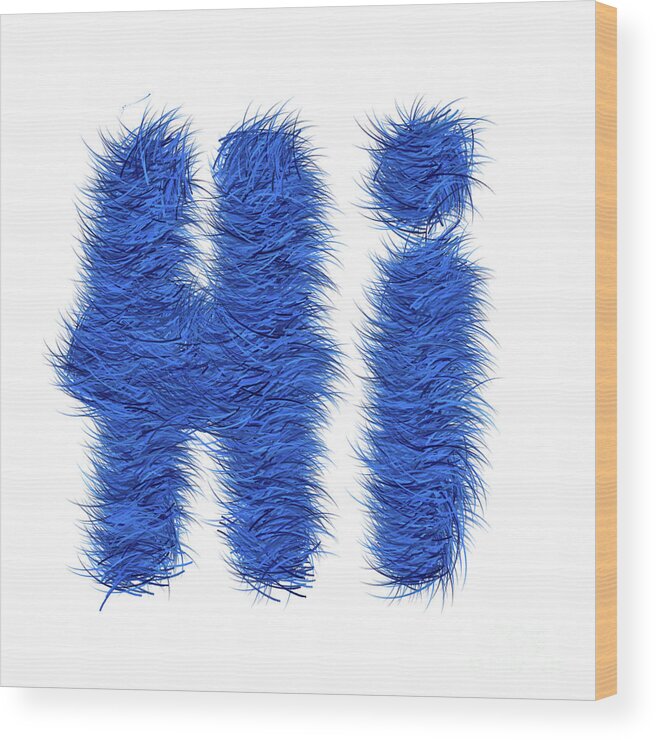 Hi Wood Print featuring the painting Hairy Blue Hi by Genevieve Esson