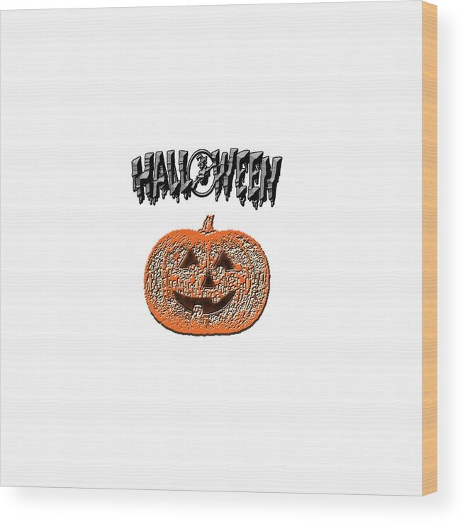 Halloween Wood Print featuring the digital art Halloween Pumpkin by Judy Hall-Folde