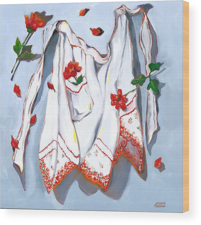 Apron Wood Print featuring the painting Handkerchief Apron by Susan Thomas