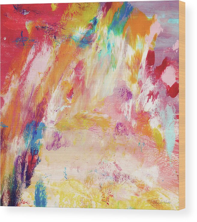 Abstract Painting Wood Print featuring the painting Happy Day- Abstract Art by Linda Woods by Linda Woods
