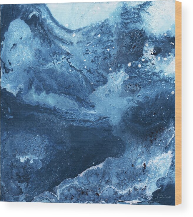 Abstract Wood Print featuring the mixed media Harmonious Blues- Art by Linda Woods by Linda Woods