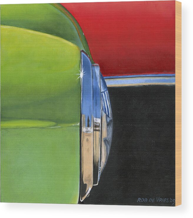 Car Wood Print featuring the painting Headlight by Rob De Vries