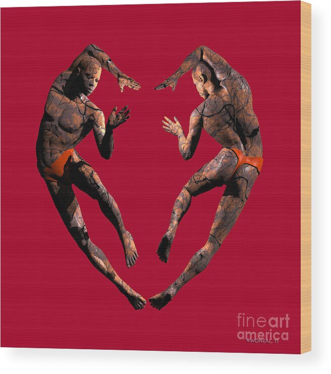 Figures Wood Print featuring the digital art Heart Dance by Walter Neal