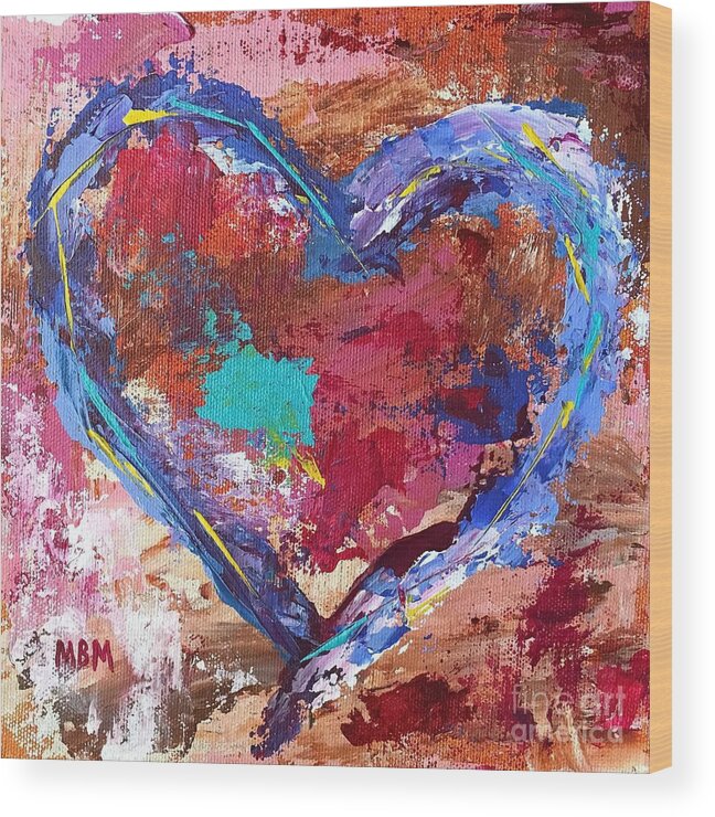 Heart Wood Print featuring the painting Heart no. 5 by Mary Mirabal