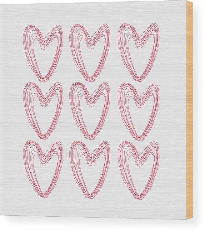 Heart Wood Print featuring the drawing Hearts by Maria Heyens