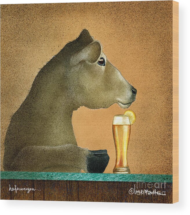 Heifer Wood Print featuring the painting Heiferweizen by Will Bullas