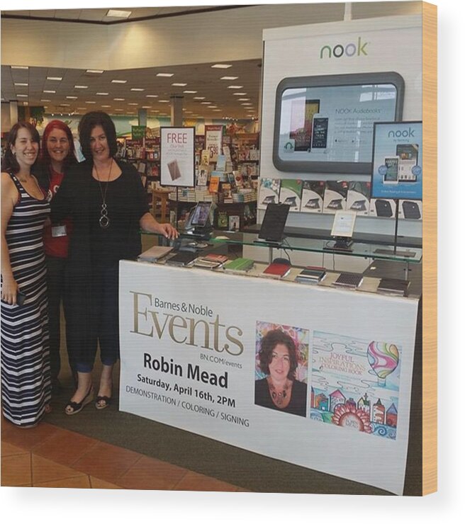Barnesandnoble Wood Print featuring the photograph Here I Am With My Gorgeous Daughters At by Robin Mead