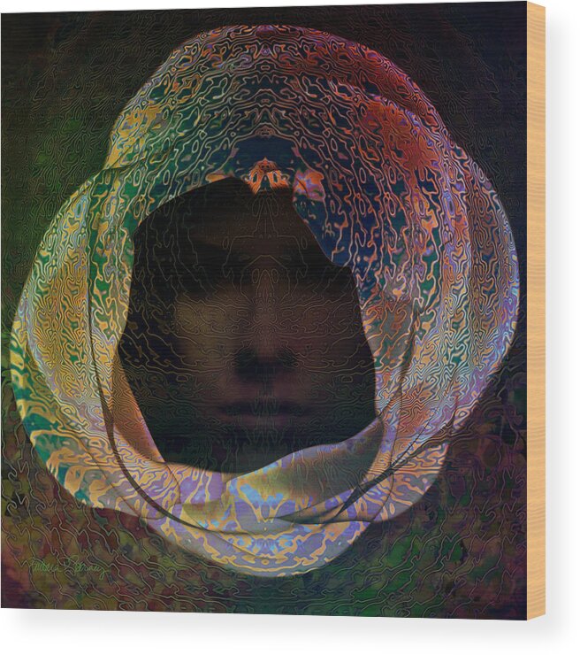 Face Wood Print featuring the digital art Hidden by Barbara Berney