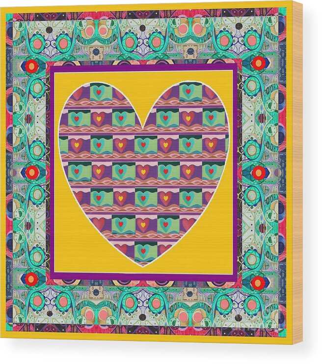 Hearts Wood Print featuring the mixed media Higher Love - Heart of Hearts by Helena Tiainen