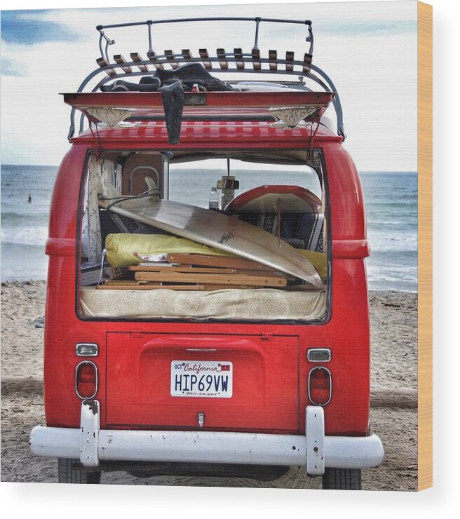 Surf Wood Print featuring the photograph Hip VW by Hal Bowles