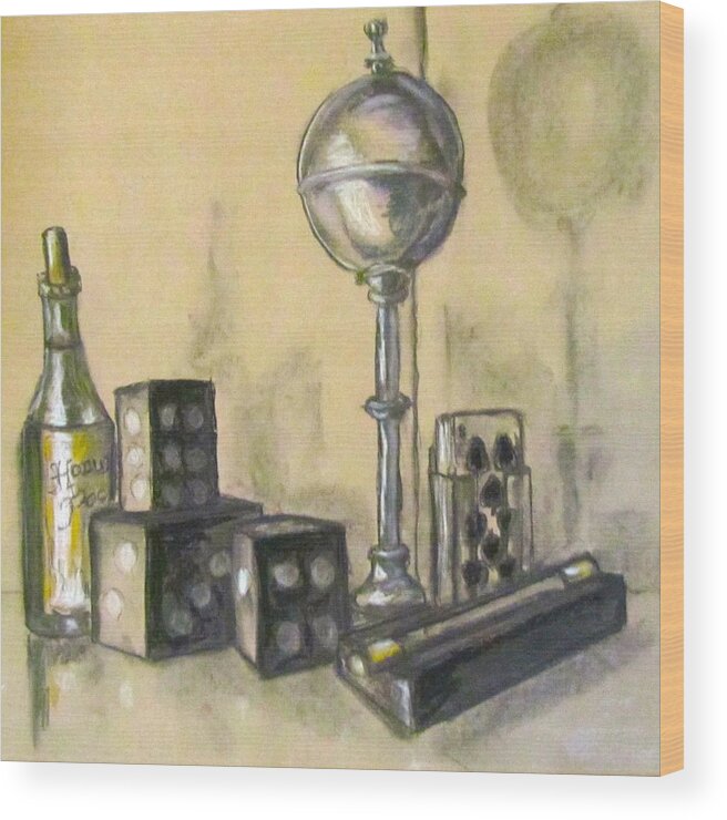 Wine Bottle Wood Print featuring the drawing Hocus Pocus by Barbara O'Toole