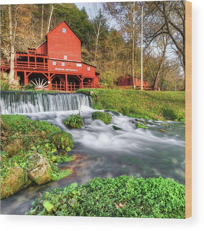 America Wood Print featuring the photograph Hodgson Water Mill - Missouri - Square Format by Gregory Ballos
