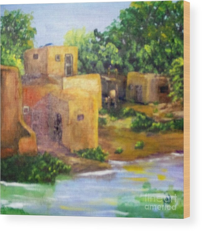 Pueblo Wood Print featuring the painting Hometown by Saundra Johnson