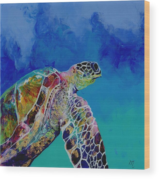 Turtle Wood Print featuring the painting Honu 7 by Marionette Taboniar