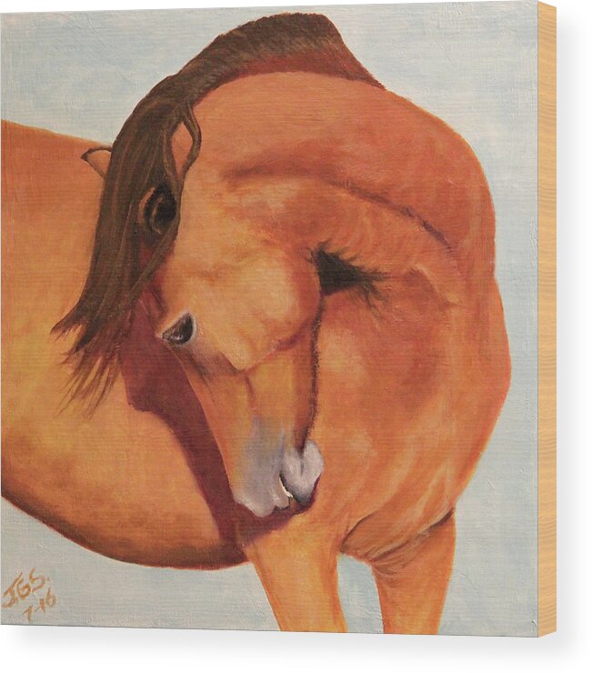 Wild Horse Wood Print featuring the painting Horse Curves by Janet Greer Sammons
