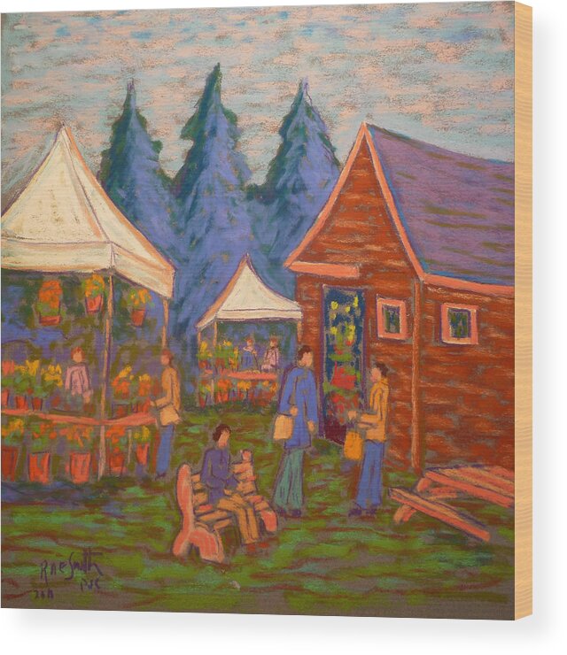 Pastels Wood Print featuring the pastel Hubbards Farm Market by Rae Smith PSC