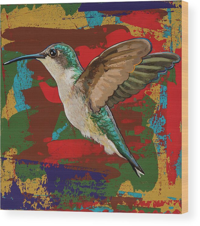 Hummingbird Wood Print featuring the painting Hummingbird #12 by David Palmer