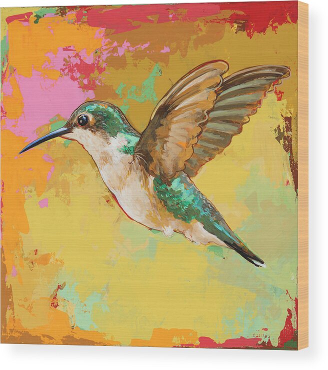 Hummingbird Wood Print featuring the painting Hummingbird #19 by David Palmer