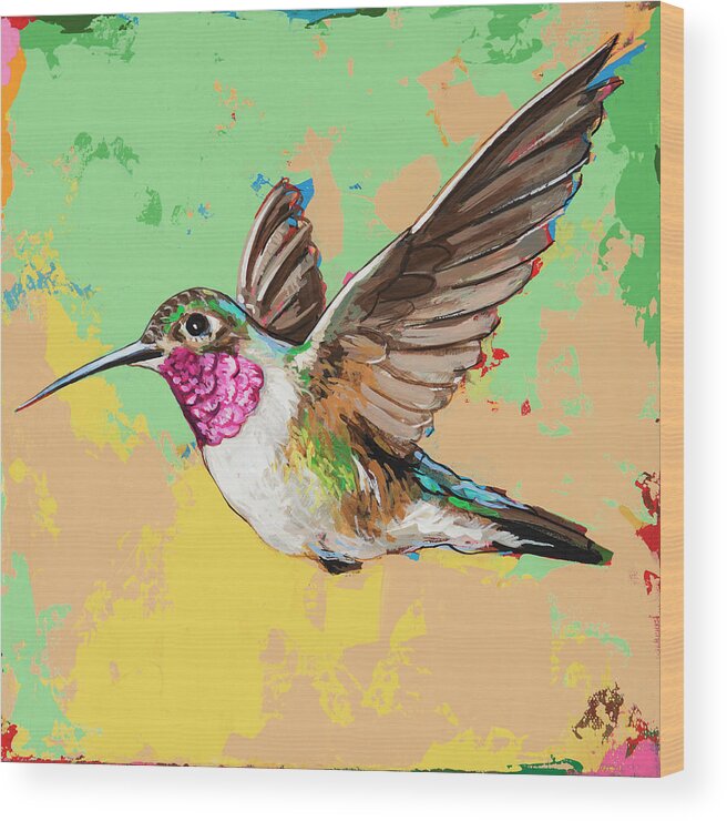 Hummingbird Wood Print featuring the painting Hummingbird #21 by David Palmer