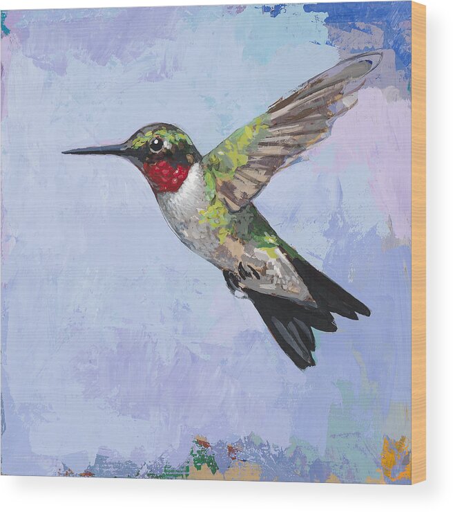 Hummingbird Wood Print featuring the painting Hummingbird #3 by David Palmer