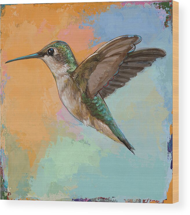 Hummingbird Wood Print featuring the painting Hummingbird #5 by David Palmer