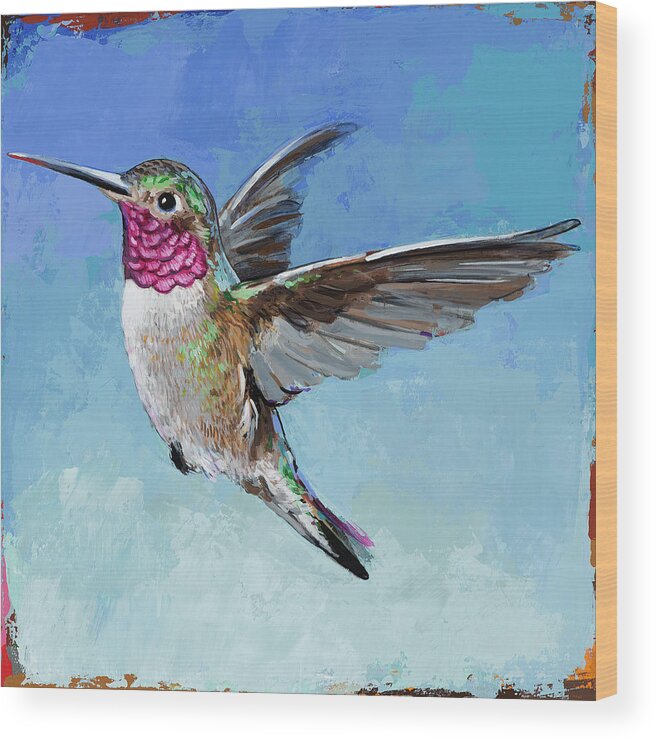 Hummingbird Wood Print featuring the painting Hummingbird #6 by David Palmer