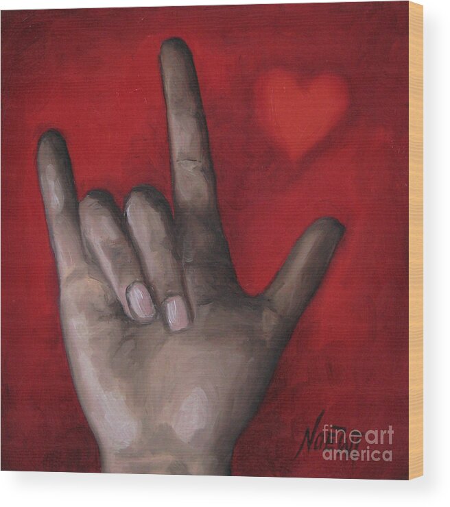 Noewi Wood Print featuring the painting I Love You by Jindra Noewi