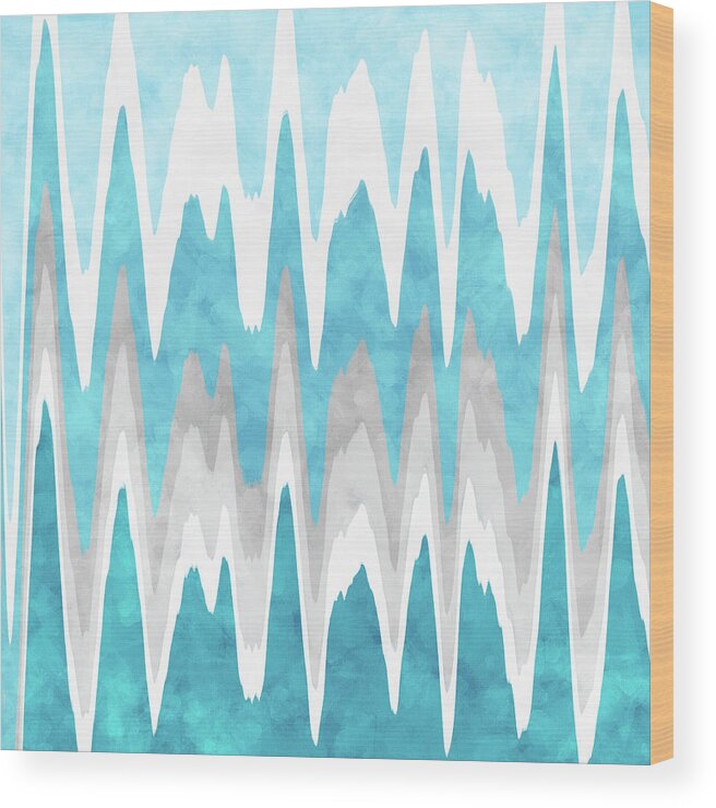 Blue Abstract Wood Print featuring the mixed media Ice Blue Abstract by Christina Rollo