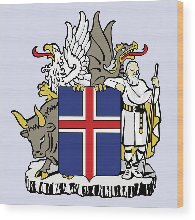 Iceland Wood Print featuring the drawing Iceland Coat of Arms by Movie Poster Prints