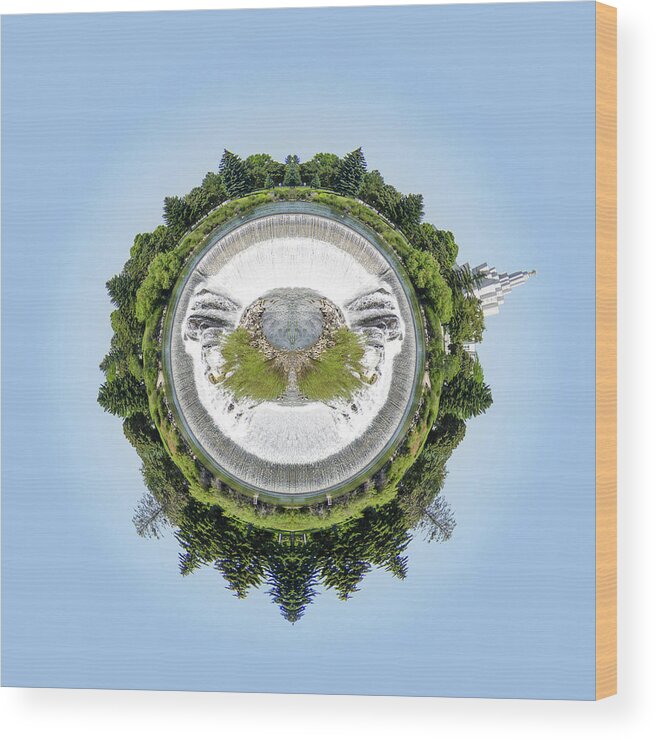 Beauty Wood Print featuring the photograph Idaho Falls Temple Mirrored Stereographic Projection by K Bradley Washburn