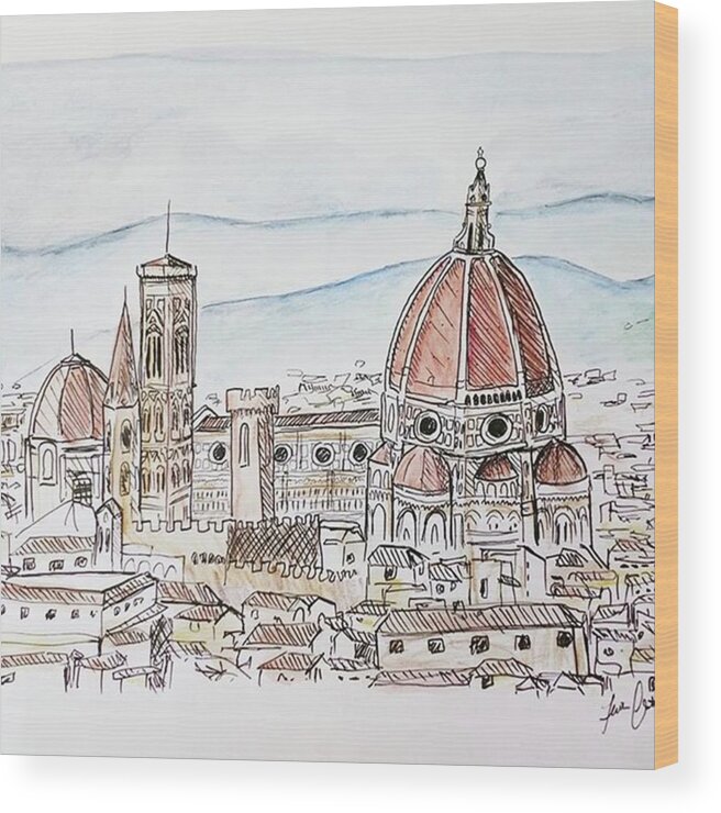 Mixedmedia Wood Print featuring the photograph Ill Duomo Di Firenze For My Mom by Faithc Original Artwork