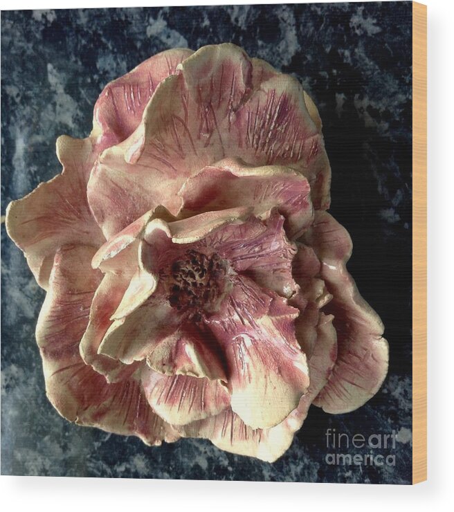 Small Rose Wood Print featuring the sculpture Impressionists Rose 3 by Joan-Violet Stretch