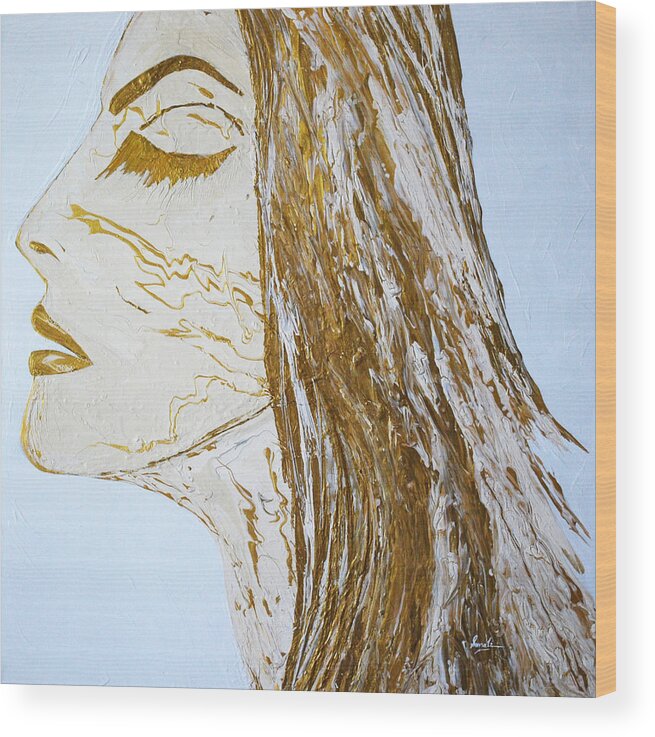 Face Wood Print featuring the painting In the Moment by Sonali Kukreja