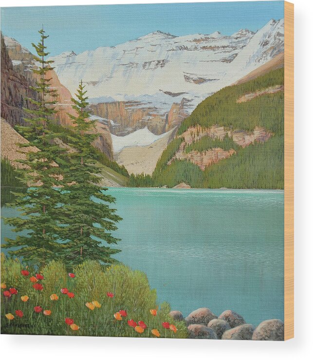 Jake Vandenbrink Wood Print featuring the painting In The Mountain Air by Jake Vandenbrink