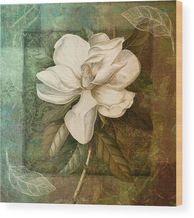 Magnolia Wood Print featuring the painting Indian Summer II by Mindy Sommers