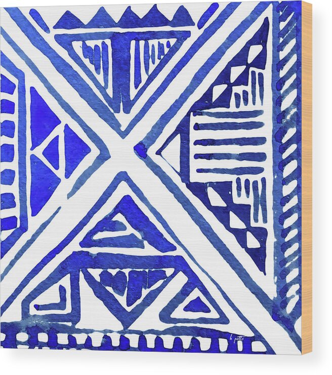 Indigo Textile 9 Beautiful And Vibrant Indigo Blue And White Print That Will Make A Bold Statement In Any Room. S Wood Print featuring the digital art Indigo Textile 9 by Kimberly Potts