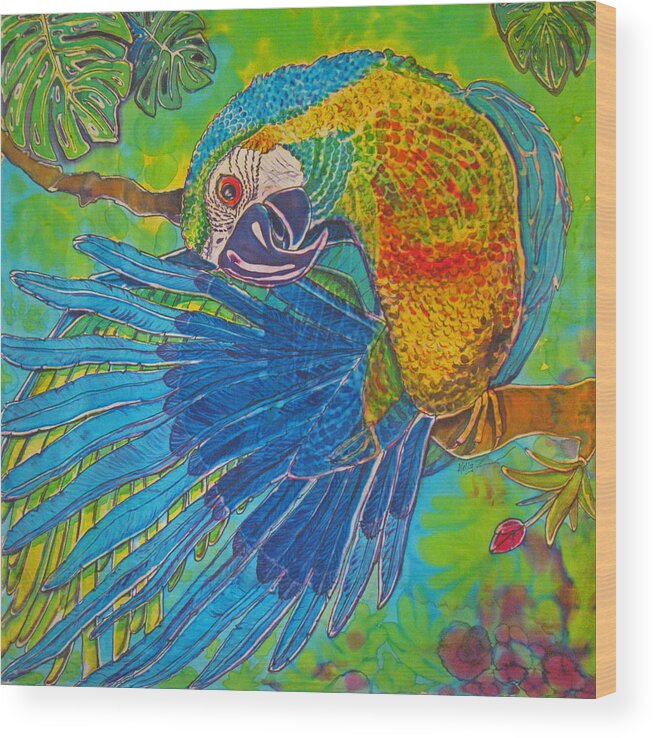 Macaw Wood Print featuring the painting Inquisitive by Kelly Smith
