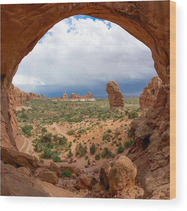 Arches National Park Wood Print featuring the photograph Inside Double Arch by Aaron Spong