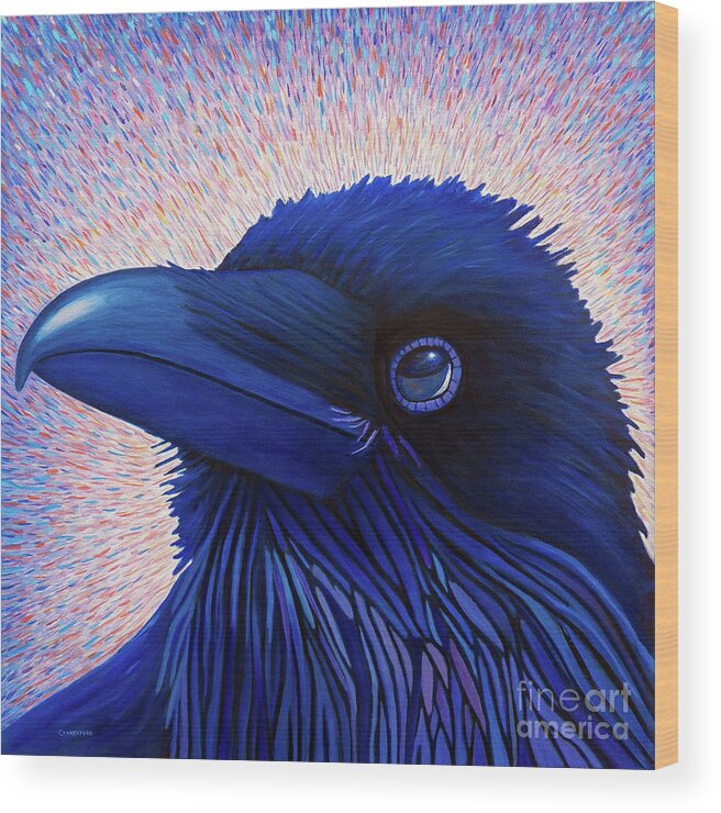 Raven Wood Print featuring the painting Inspiration by Brian Commerford