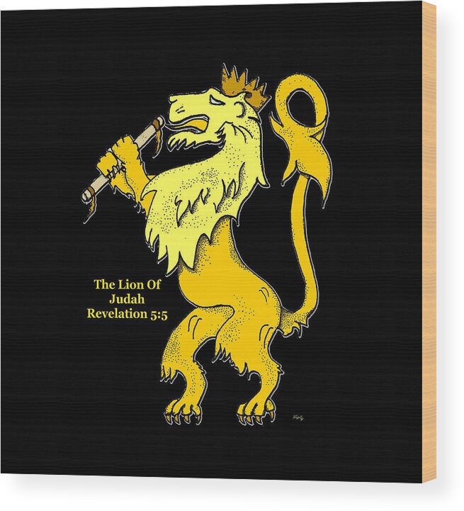  Lion Of Judah Wood Print featuring the digital art Inspirational - The Lion Of Judah by Glenn McCarthy Art and Photography